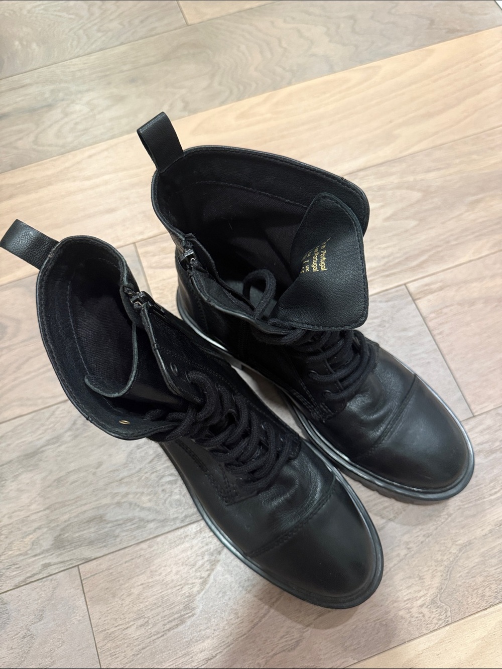 Aldo Black Lace-Up Women's Combat Boots
